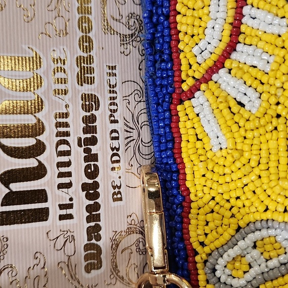 Beaded Sardine Coin Purse Travel Pouch Wandering Moon Handmade Made in India - Picture 6 of 6